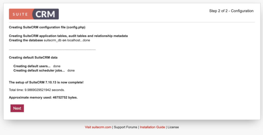 SuiteCRM7.10.13　phpコンポーネントチェック完了　㈱こころみらい