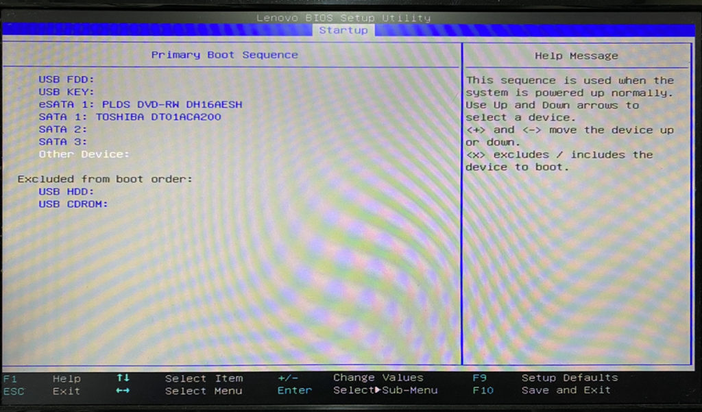 Lenovo BIOS Setup Utility Stratup Primary Boot Sequence